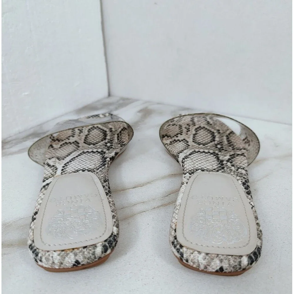 Vince Camuto Snakeskin Print Transparent Slides Sandals, Sz 8.5